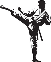 Graceful Strikes: Kung Fu Karate Silhouette Vector Art © Ali