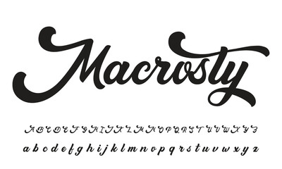 Best Alphabet Birdsong Amazing Script Signature Logotype Font lettering handwritten - obrazy, fototapety, plakaty