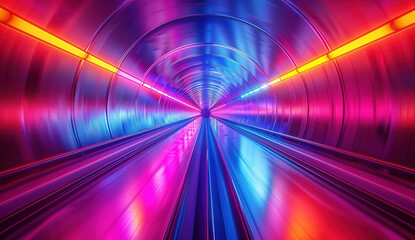 Motion background of tunnel with lights. Created with Ai