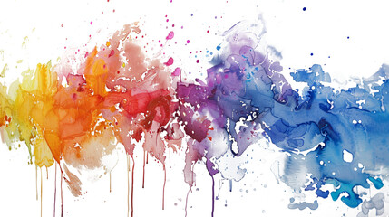 Vibrant Watercolor Paint Splashes on Transparency