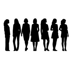 Lady businessman silhouette vector collection. Stylish businesswoman silhouette set standing in different poses. Modern female models silhouette bundles wearing suits with different poses.