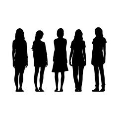 Lady businessman silhouette vector collection. Stylish businesswoman silhouette set standing in different poses. Modern female models silhouette bundles wearing suits with different poses.