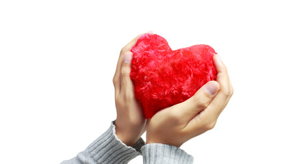 Hands holding  red heart. heart health donation - 755338808