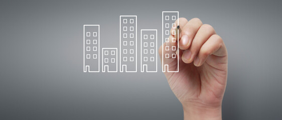 Hand designer drawing  project building