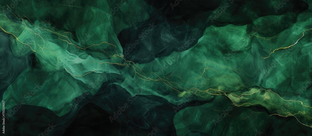 Poster a dark green and black marbled background adorned with elegant gold lines, creating a stylish and so