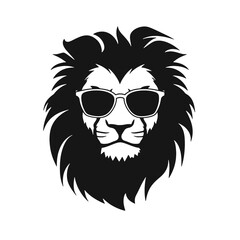 Portrait of Lion with glasses and headphones. Hand-drawn illustration. Vector