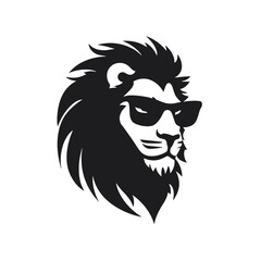 Portrait of Lion with glasses and headphones. Hand-drawn illustration. Vector