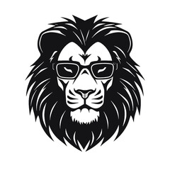 Fototapeta premium Portrait of Lion with glasses and headphones. Hand-drawn illustration. Vector