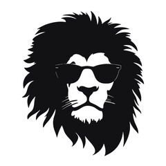 Portrait of Lion with glasses and headphones. Hand-drawn illustration. Vector