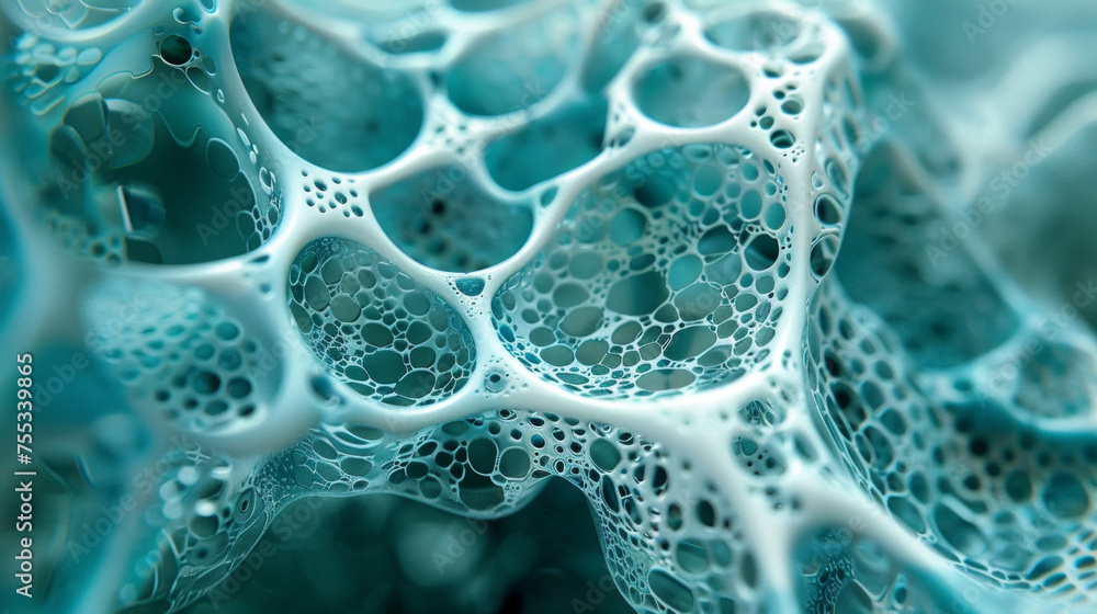 Poster tiny like structures can be seen on the surface of a selfhealing material mimicking the network of v