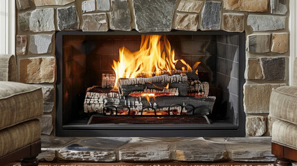 Made of durable materials this insert is designed to fit seamlessly into any existing fireplace. - obrazy, fototapety, plakaty