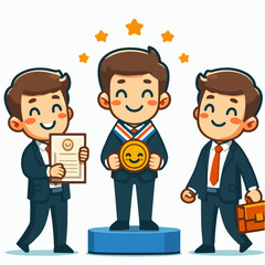 flat design illustration of awarding an employee 