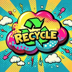 Recycle pop-art style colourful and bright illustration