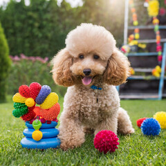 장난감 가지고 노는 푸들 