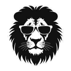 Lion with sunglasses Silhouette 