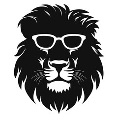 Lion with sunglasses Silhouette 