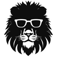 Lion with sunglasses Silhouette 