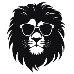 Lion with sunglasses Silhouette 