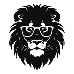 Lion with sunglasses Silhouette 