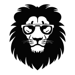 Obraz premium Lion with sunglasses Silhouette 