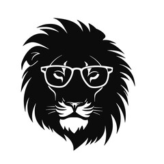 Obraz premium Lion with sunglasses Silhouette 