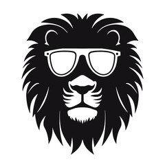 Lion with sunglasses Silhouette 