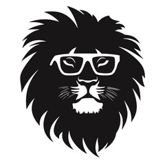 Lion with sunglasses Silhouette 