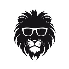 Lion with sunglasses Silhouette 