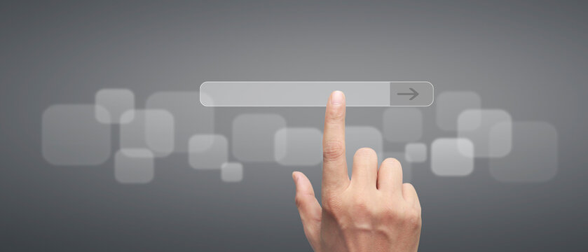 Hand pushing on  touch screen interface