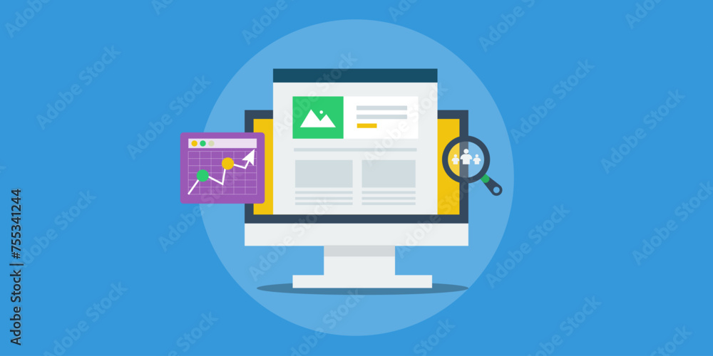 Poster website traffic and search engine ranking development report data on dashboard, content optimization