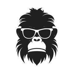 Monkey Wear A Black Sunglasses