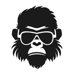 Monkey Wear A Black Sunglasses