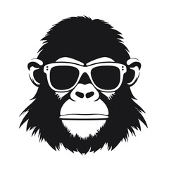 Monkey Wear A Black Sunglasses