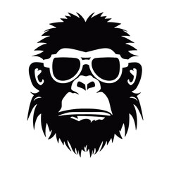 Monkey Wear A Black Sunglasses
