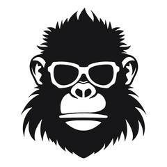 Monkey Wear A Black Sunglasses