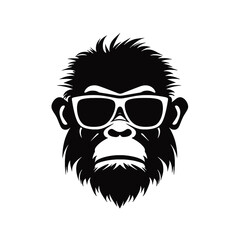 Monkey Wear A Black Sunglasses
