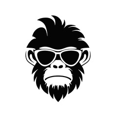 Monkey Wear A Black Sunglasses