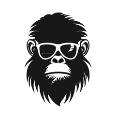 Monkey Wear A Black Sunglasses