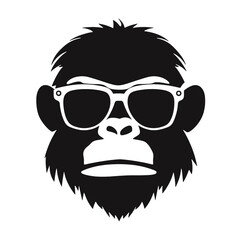 Monkey Wear A Black Sunglasses