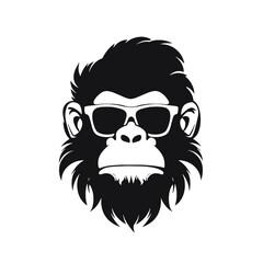 Monkey Wear A Black Sunglasses