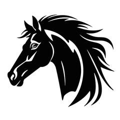 black mustang -  horse side view vector silhouette