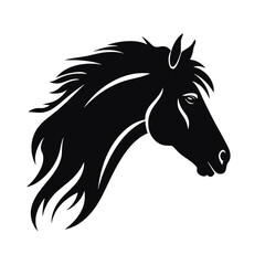 black mustang -  horse side view vector silhouette