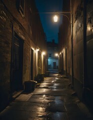 Dark and narrow alley in the city