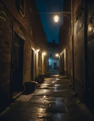 Afwasbaar Fotobehang Smal steegje Dark and narrow alley in the city