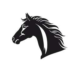Naklejka premium black mustang - horse side view vector silhouette