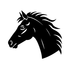 black mustang -  horse side view vector silhouette