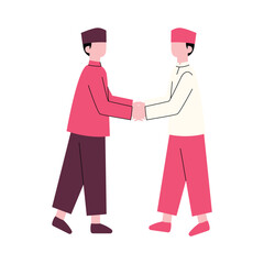 Fototapeta premium Two men shake hands and apologize to each other