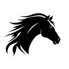 Naklejka premium black mustang - horse side view vector silhouette