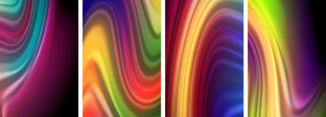 Liquid color waves poster set for wallpaper, business card, cover, poster, banner, brochure, header, website