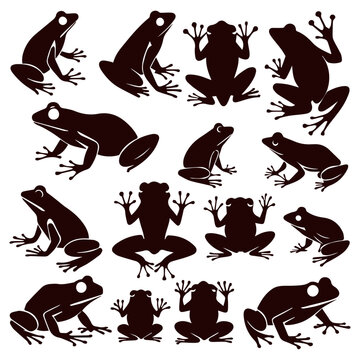 flat design frog silhouette collection